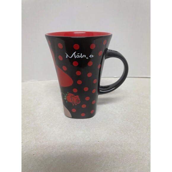 People HTC Art Deco Lady w/Red Hat And Rose Ceramic Mug  Black & Red 8oz - Picture 3 of 9